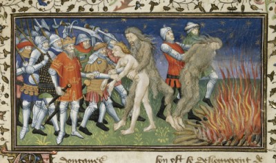 Alexander the Great predating some wodewoses, 'Le livre et la vraye hystoire du bon roy Alixandre', Paris, c. 1420–1425, Royal MS B XX , f. 64