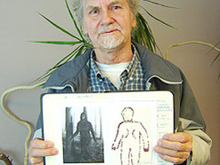 Bigfoot believer Archie Motkaluk shows the sketch he drew from his own personal encounter in Renwer, Man., in 1960. (Laurie Mustard, QMI Agency)